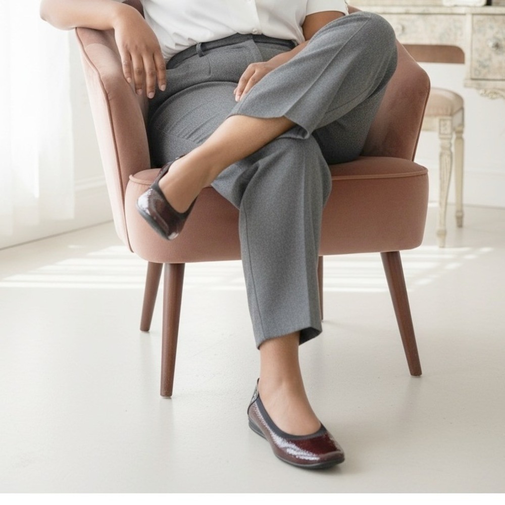 Walking Cradles Burgundy Snakeskin Patent Leather‎ Ballet Flats Tiny Pillows